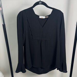 Calvin Klein Black Long Bell Sleeve Business Casual Blouse Size Medium